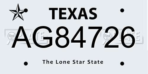 AG84726 Texas License Plate