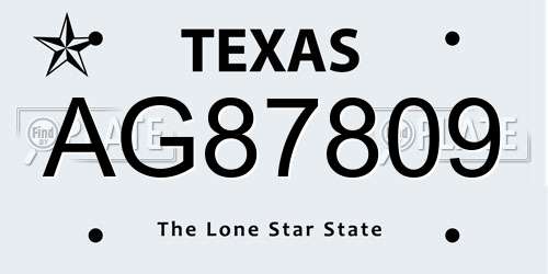 AG87809 Texas License Plate