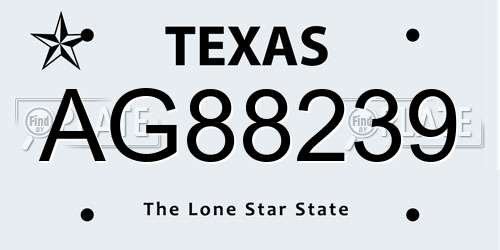AG88239 Texas License Plate