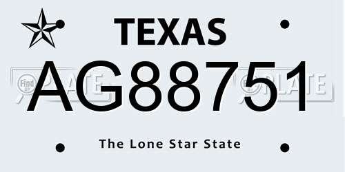 AG88751 Texas License Plate