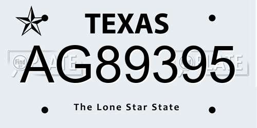 AG89395 Texas License Plate