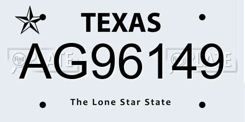 AG96149 Texas License Plate