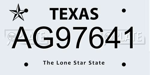 AG97641 Texas License Plate