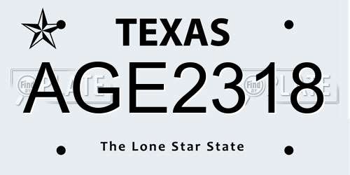 AGE2318 Texas License Plate