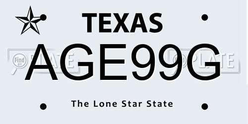 AGE99G Texas License Plate