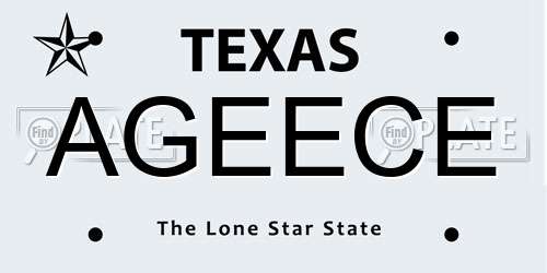 AGEECE Texas License Plate