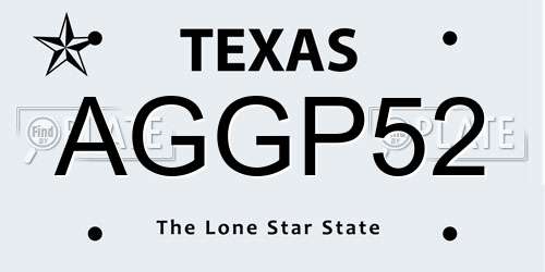AGGP52 Texas License Plate