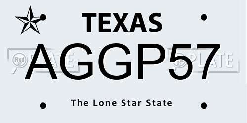 AGGP57 Texas License Plate