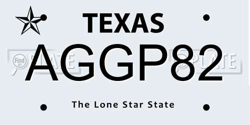 AGGP82 Texas License Plate