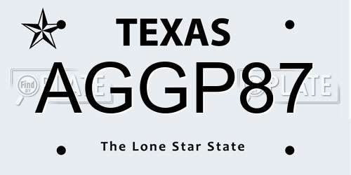 AGGP87 Texas License Plate