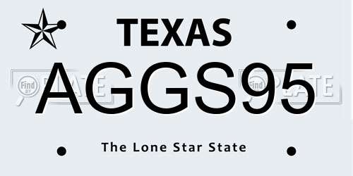 AGGS95 Texas License Plate
