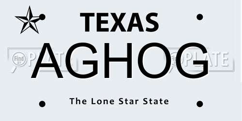 AGHOG Texas License Plate