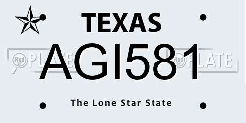 AGI581 Texas License Plate