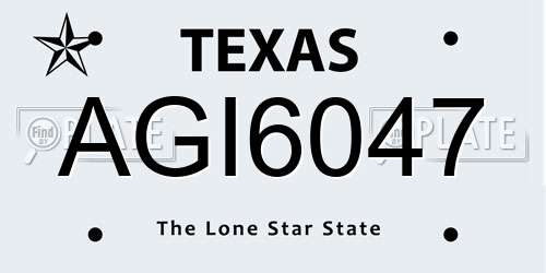 AGI6047 Texas License Plate