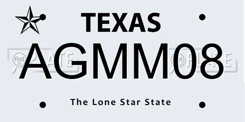 AGMM08 Texas License Plate