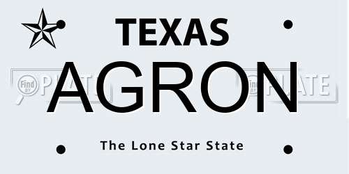 AGRON Texas License Plate