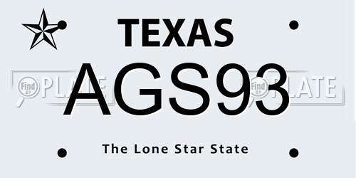 AGS93 Texas License Plate