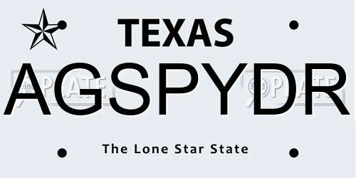 AGSPYDR Texas License Plate
