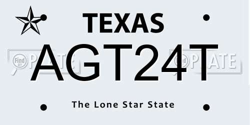 AGT24T Texas License Plate