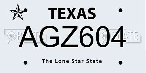 AGZ604 Texas License Plate