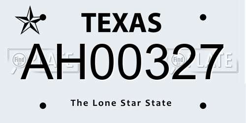 AH00327 Texas License Plate