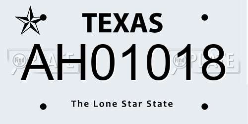 AH01018 Texas License Plate