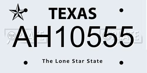 AH10555 Texas License Plate
