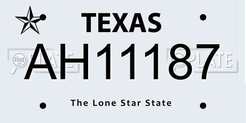 AH11187 Texas License Plate