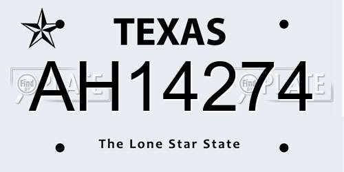 AH14274 Texas License Plate