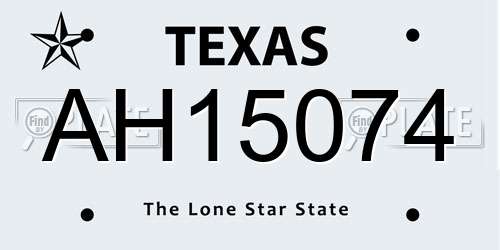 AH15074 Texas License Plate