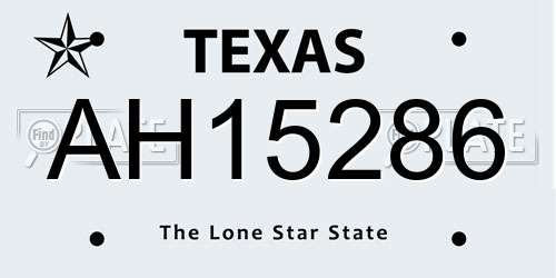 AH15286 Texas License Plate
