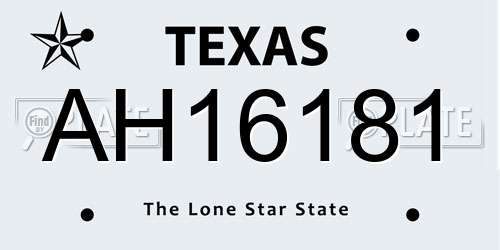 AH16181 Texas License Plate
