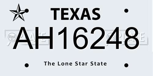 AH16248 Texas License Plate