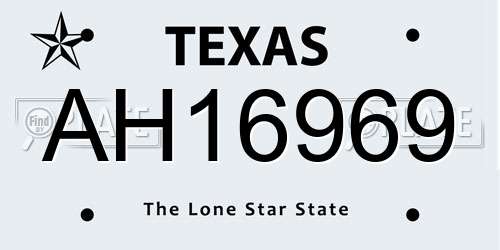 AH16969 Texas License Plate