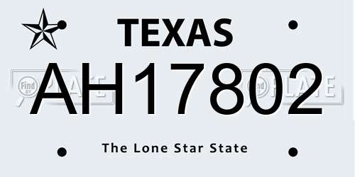 AH17802 Texas License Plate