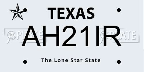 AH21IR Texas License Plate