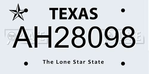 AH28098 Texas License Plate