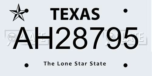 AH28795 Texas License Plate