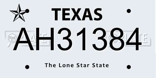 AH31384 Texas License Plate