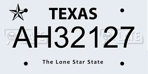 AH32127 Texas License Plate