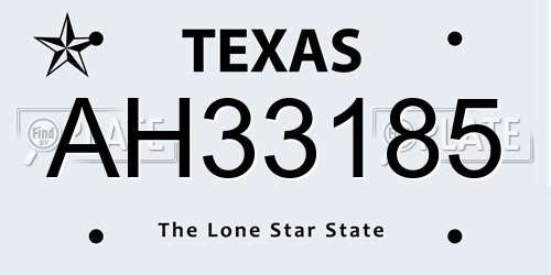 AH33185 Texas License Plate