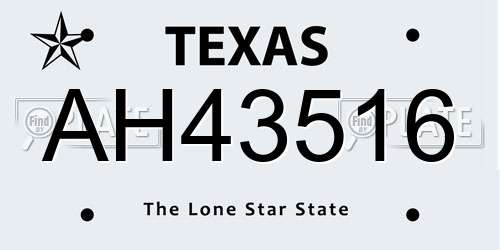 AH43516 Texas License Plate