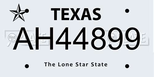 AH44899 Texas License Plate