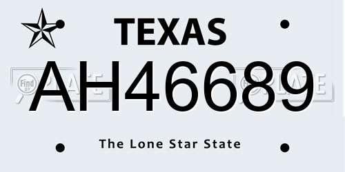 AH46689 Texas License Plate