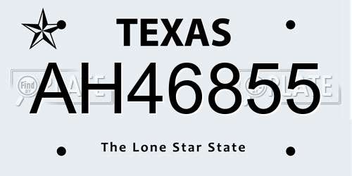 AH46855 Texas License Plate
