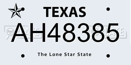 AH48385 Texas License Plate