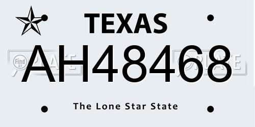AH48468 Texas License Plate