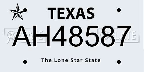 AH48587 Texas License Plate
