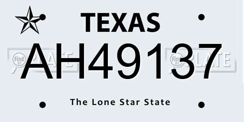 AH49137 Texas License Plate