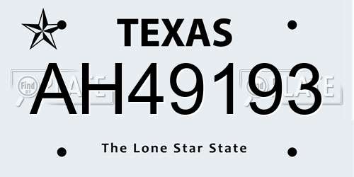 AH49193 Texas License Plate